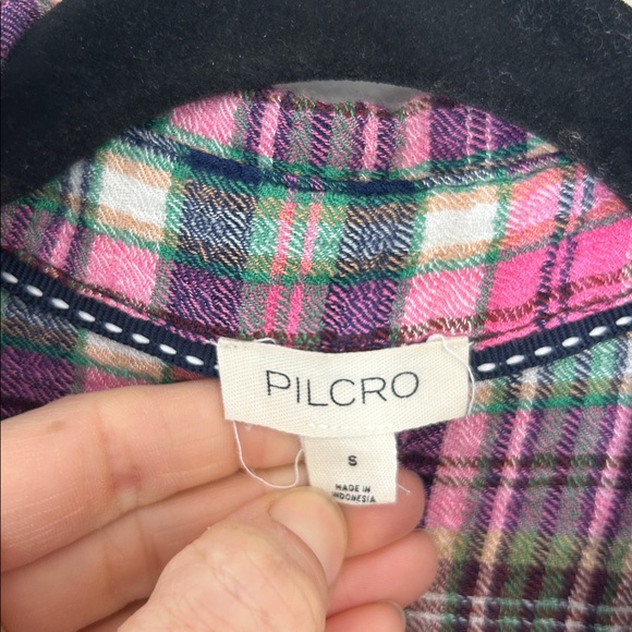 PILCRO Anthropologie Relaxed Plaid Button Up Top size Small - Picture 3 of 5